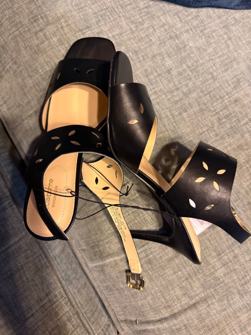 Liz Claiborne Black Laser-Cut High Heel Sandals